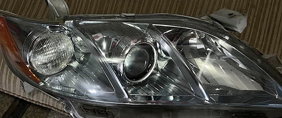 Toyota Camry headlight after restoration