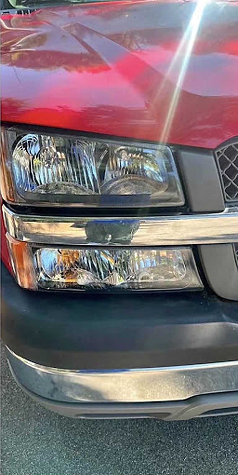 Truck headlight after restoration